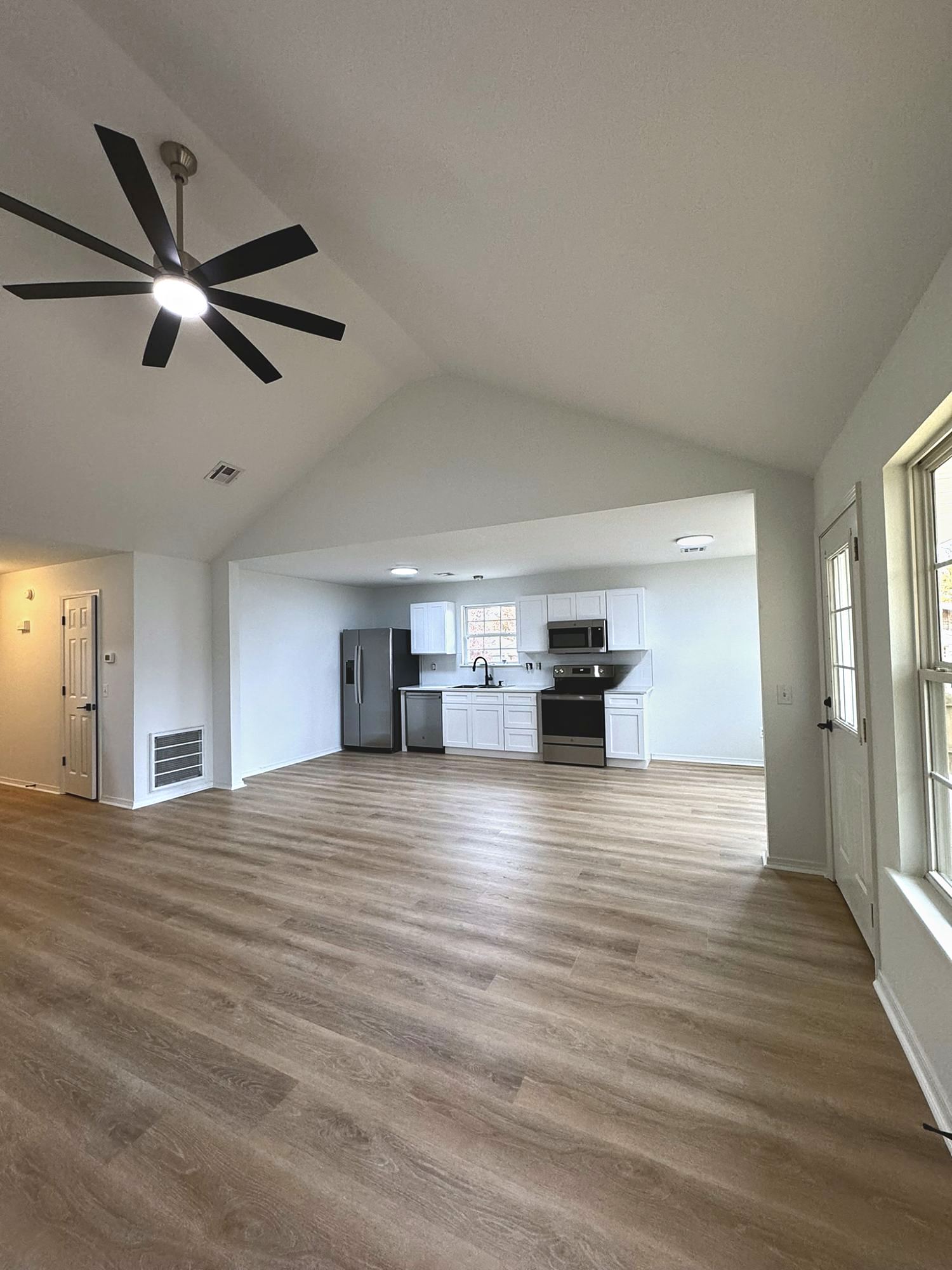 Open living room and kitchen