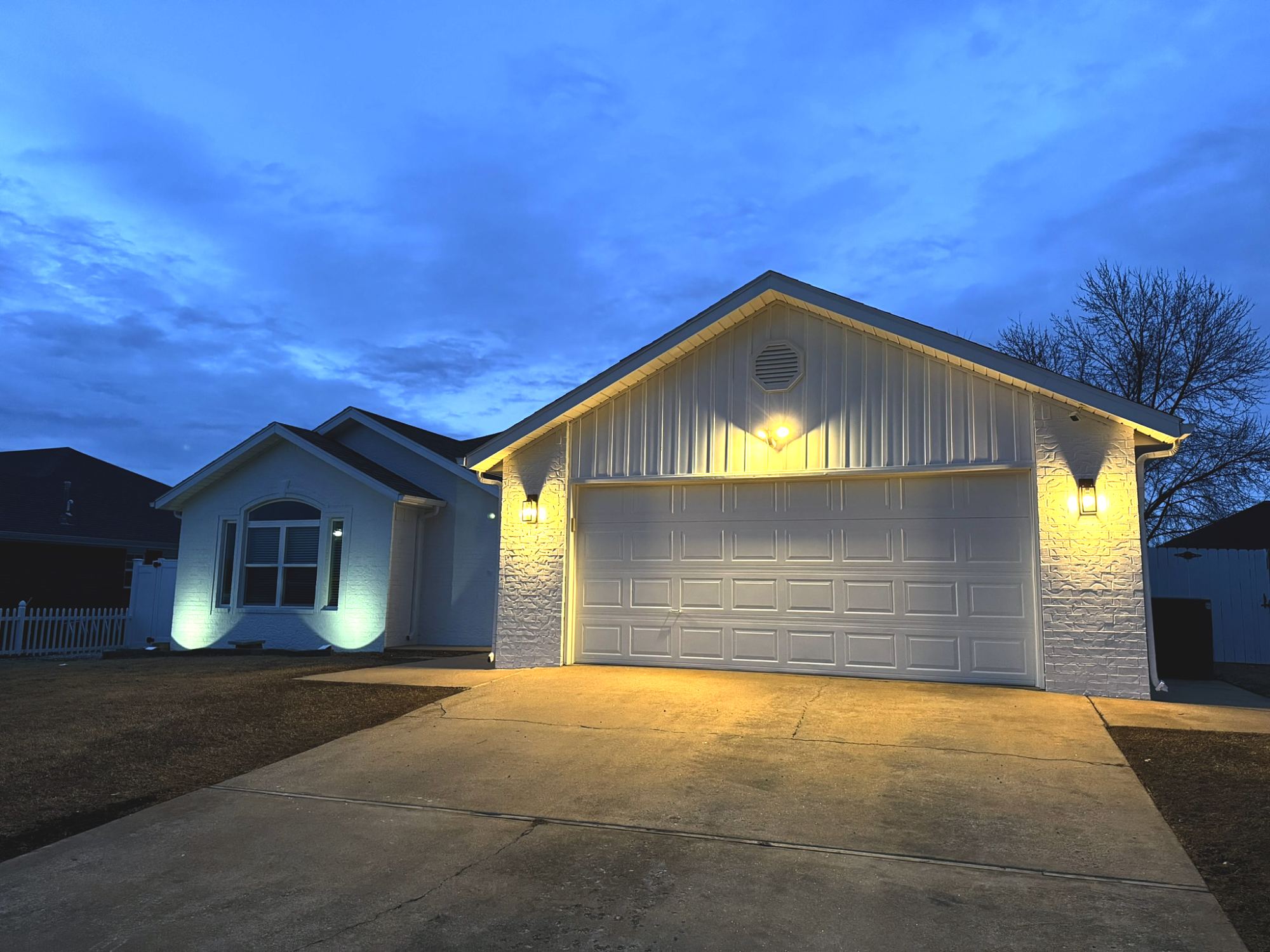 House exterior at dusk